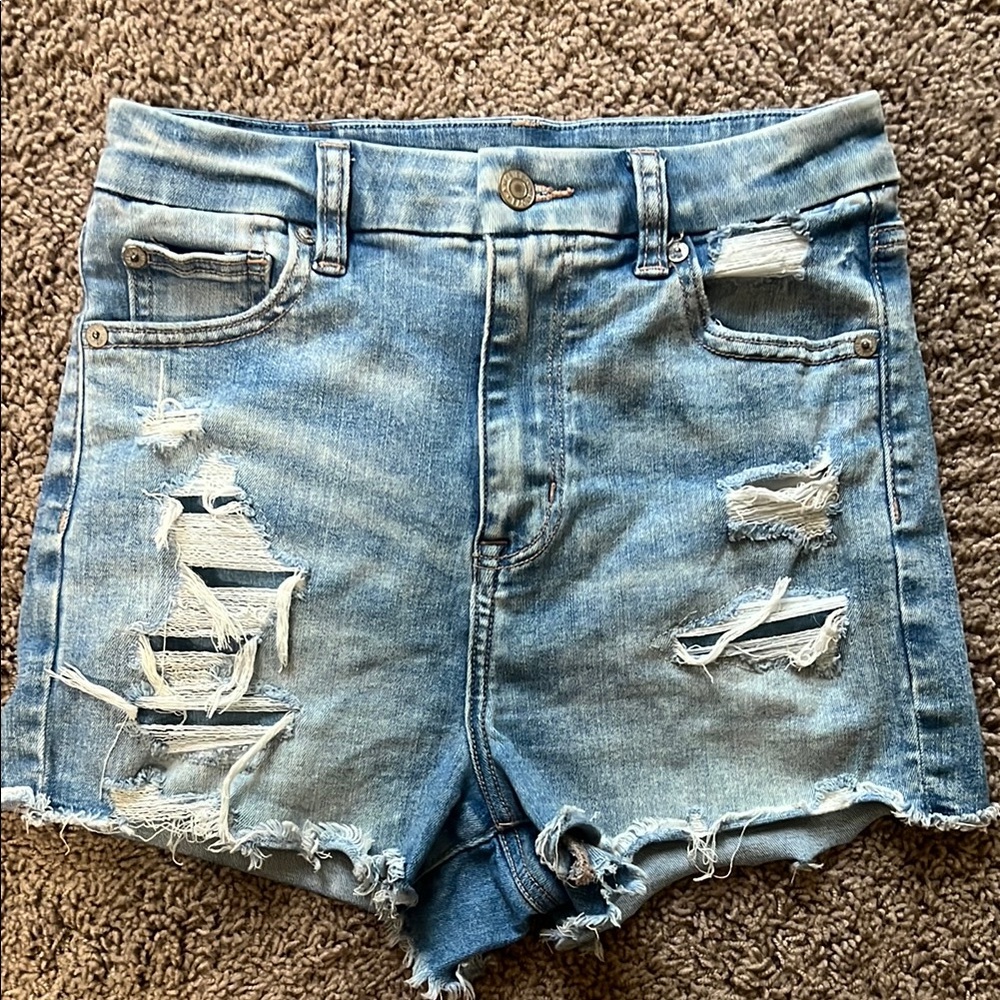 Like new American Eagle Blue Distressed Jean Shorts size 0